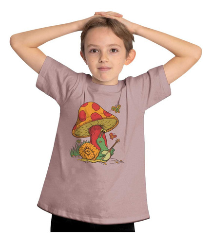 Polera Niño Estampada Dtf 973 Caracol Tocando Banyo