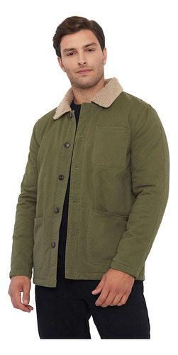 Chaqueta Hombre Bolsillos Gabardina Musgo Corona