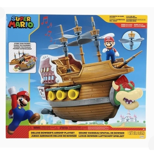 Barco Mario Deluxe Bowser Aeronave Sonidos Hélices Giratoria