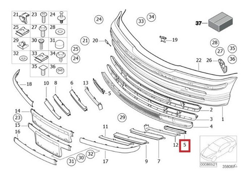 Bmw E46 Cubierta Original Para Faro Antiniebla Derecho 