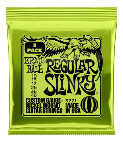 Pack 3 Set Cuerdas G. Eléctrica Ernie Ball Regu Slinky 10-46