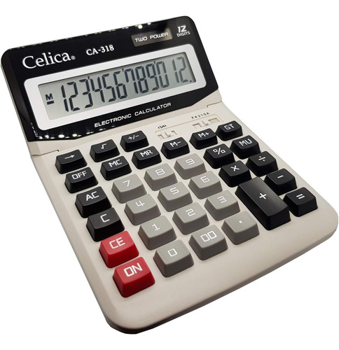 Calculadora Celica Ca-318 Escritorio 12 Digitos Dual Gris