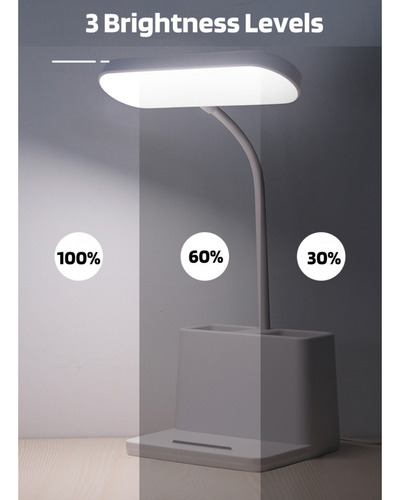Imagen 6 de 9 de Lámpara De Escritorio Led Inalámbrico Táctil Recargable Usb