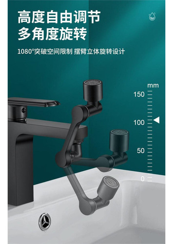 Conector Negro Para Grifo Rotatorio 360° De Brazo Mecánico