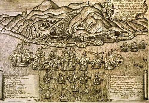 Grabado Batalla De La Guaira 1743 Repro