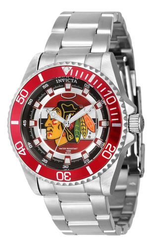 Pulsera De Plata Invicta 42203 De La Nhl Chicago Blackhawks