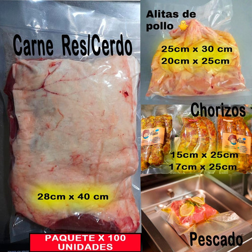 20x30 cm Muchas dimensiones disponibles Para el empaquetado de alimentos 100 piezas / paquete Bolsas de Vacio para Envasadoras 