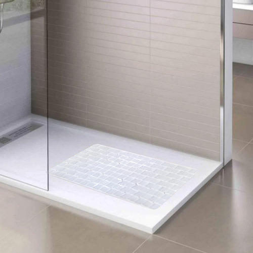 Tapete Para/de Baño Y Ducha Premium Transparente Ancho 36 Cm Diseño De La Tela Geométrico Largo 66 Cm