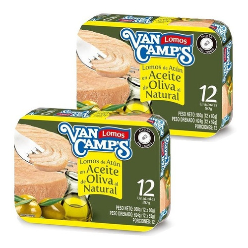 2 Atun Van Camps Aceite Oliva 80gx12 - g a $141