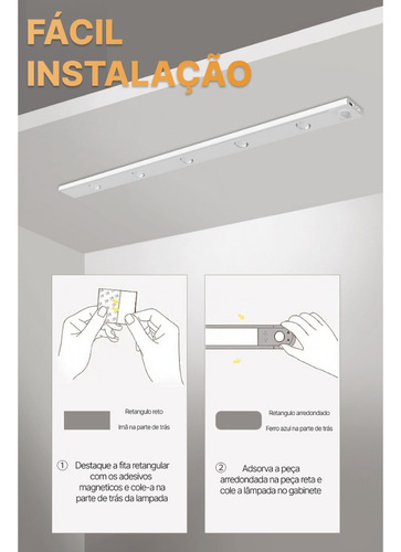 Luminária Led 3 Cores 50cm Com Sensor Recarregável Usb