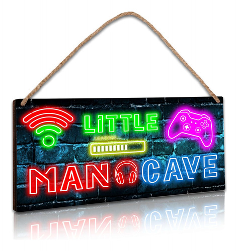 Little Man Cave, Letrero De Puerta De Madera Neón Para Juego