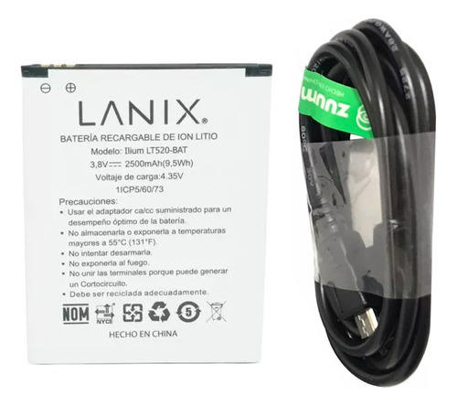 Combo Cable Micro Usb + Bateria Para Lanix Lt520 Sminvo