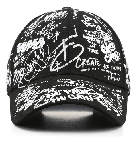 Gorra Ajustable Grafiti Estilo Hip-hop Coreano Negra 