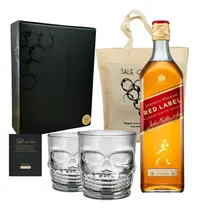 Comprar Regalo Box Johnnie Walker Red Label Con 2 Vasos Calavera