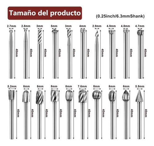Ba Juego De 20 Brocas De Carburo Para Dremel Mototool