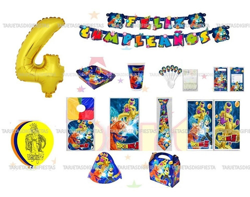 Set Kit Decoración Dragon Ball X24 Niños + Obsequio