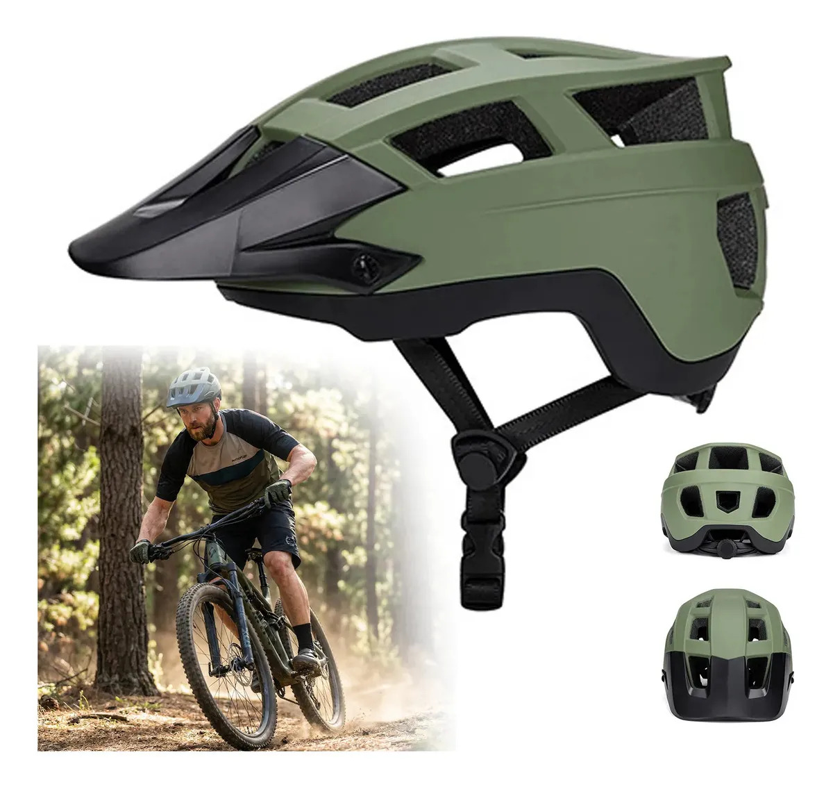 Casco Para Mtb Bicicleta Montaña Ultraligero Ajustable Verde Xl 58-61 cm