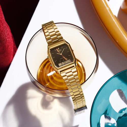Reloj Casio Aq-230ga Dorado Hombre Impacto Online Fondo 5a
