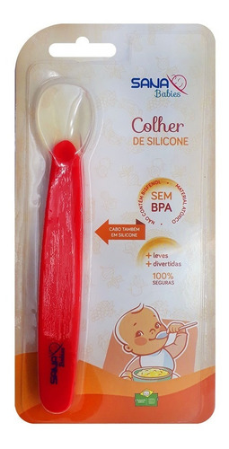 Sana Babies ® Colher Infantil 100% Silicone Vermelha