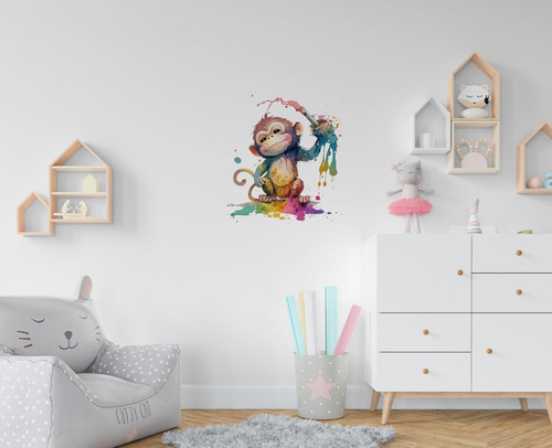 Adorables Calcomanías De Pared De Mono De Mono Para Bebés,