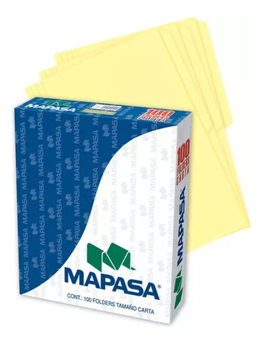 Folder Mapasa Tamaño Carta Color Canario 100pzs Pc0005