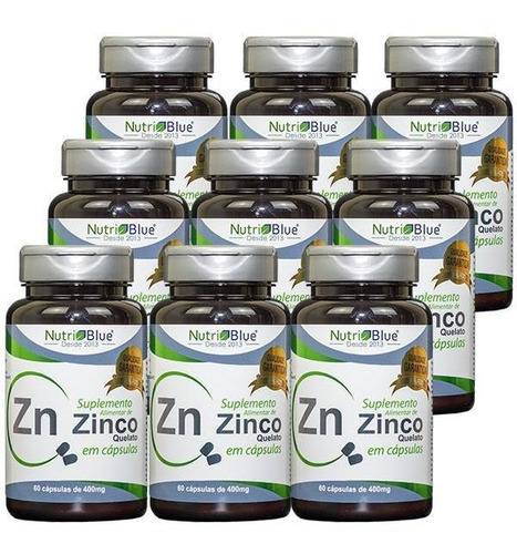 Suplemento Em Cápsulas Zinco Quelato 400mg Kit 12un