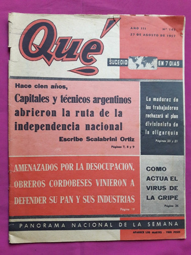 Diario Qué N° 145 - Año 3 - Agosto De 1957
