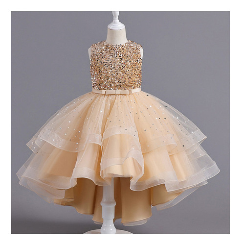 Vestido De Princesa De Moda Para Niñas Con Cola Sin Mangas