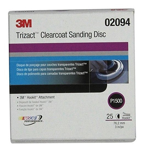 3m 02094 Trizact Hookit 3 P1500 Grit Clear Coat Sanding Disc