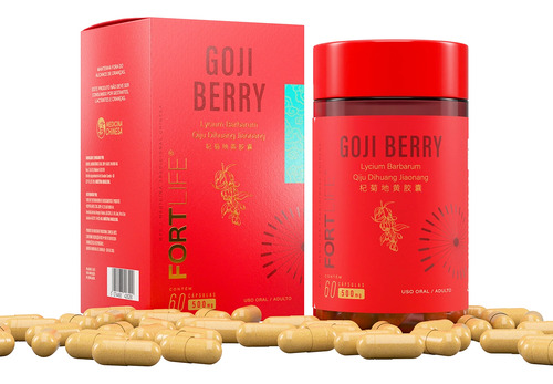Goji Berry 500mg 60 Cápsulas Fortlife Sabor Sem Sabor