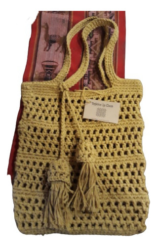 Bolsa De Red Hilo Crochet Ocre / Artesanal Tlc54b