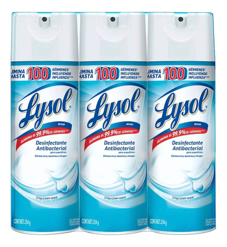 Lysol Desinfectante Antibacterial Pack De 3pz De 354g C/u