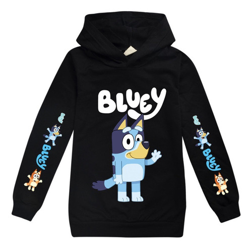 Bluey Familia Y Amigos Sudadera Con Capucha Niño Negro