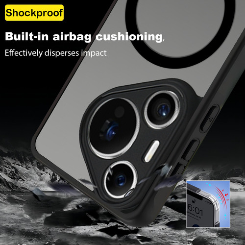 Ustiya Funda Magnética Para Huawei Pura 70 Pro Case Matte Acrílico Uso Rudo Protector Cámara Cover Negro Correa Carcasa