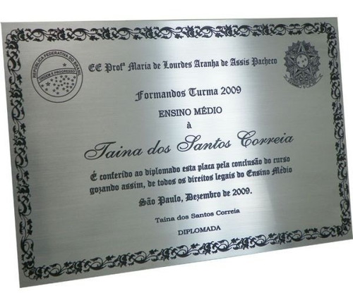 Placa De Alumínio Personalizada Alta Qualidade + Arte Grátis