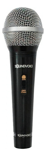 Microfone De Mão Dinâmico Sm100 Com Fio Soundvoice Preto