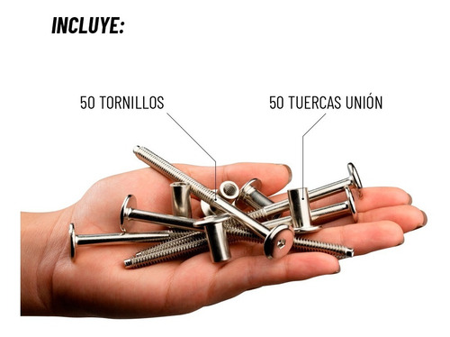 Tornillo Conector Tuerca Union Muebles 10cm X 1/4 50pzs