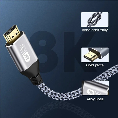 Cable Hdmi 2.1 Video 8k 60hz 4k 120hz Ps5 Ps4 Xbox 2 Metros