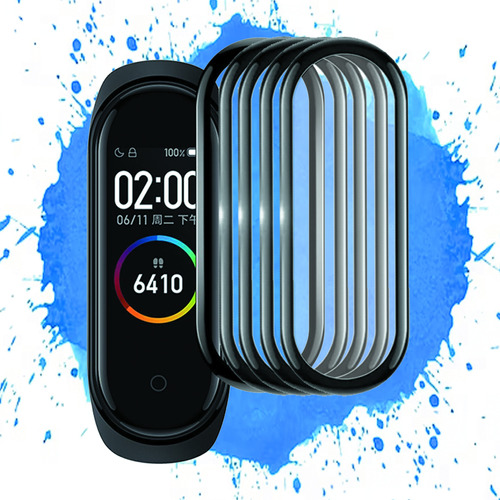 5 Pzas Mica Protectora Para Xiaomi Mi Band 3/ 4 Con Bisel 3d