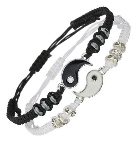 Tai Chi Yin Yang Pareja Pulsera Pulsera Ajustable