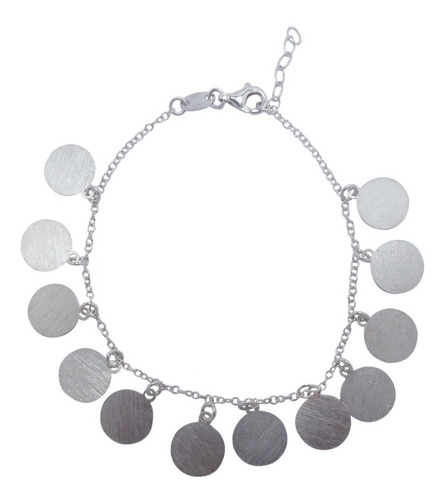 Imagen 1 de 6 de Pulsera Dijes Plata 925 Esmerilada Mujer Regulable