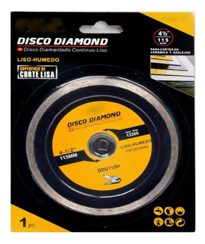 Disco Corte Diamantado Continuo 4 ½ Liso Humedo 115mm