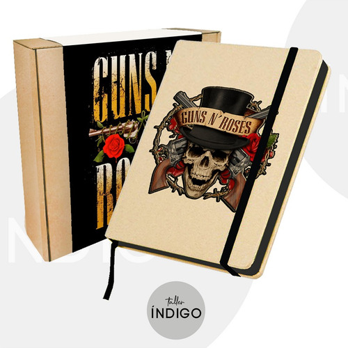 Guns and Roses 2 hojas con 2 etiquetas de regalo Papel de regalo