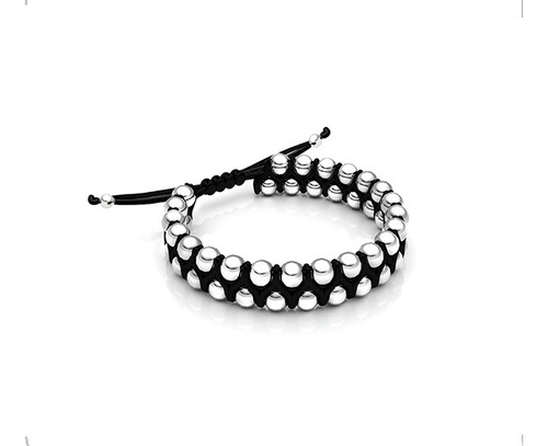 Pulsera Plata 925 Hombre Tejida Hilo Y Bolita De 6mm Agálea Diámetro 0 " Largo 0