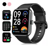 Comprar Smartwatch Hombre Mujer Llamada Bluetooth Smart Watch Notificación de Mensajes Reloj Inteligente Ios\u002Fandroid Smartwatches Deportivo Salud Iowodo BVR50 negro