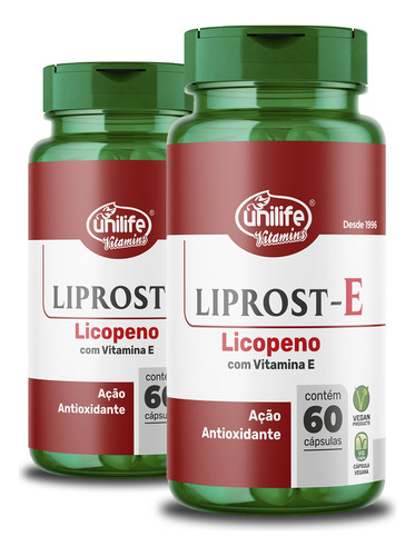 Kit 2 Liprost E Licopeno Vitamina E 60 Cápsulas Unilife Sabor Sem Sabor
