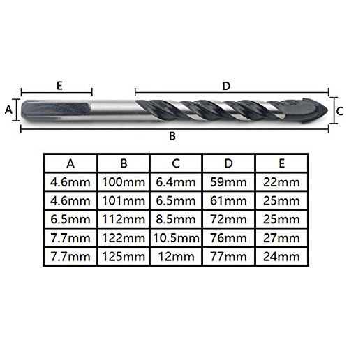 Juego 5 Broca Para Azulejo Hormigon Ladrillo Vidrio