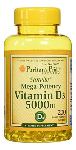 Puritans Pride Vitamin D3 5000 Iu Soft Gels 03 Onza