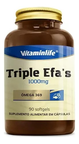 Triple Efas Ômega 3-6-9 1000mg 90 Cápsulas Vitaminlife Sabor Sem Sabor