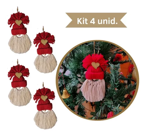 Decoração De Natal Enfeite Papai Noel Para Árvore Kit 4un Decoração De Natal Enfeite Papai Noel Para Árvore Kit 4un